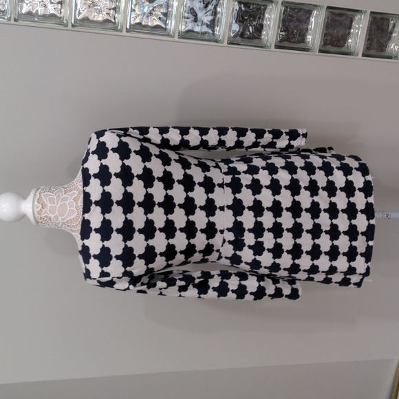 BODEN Cotton 3/4 Blue & White Scallop Pattern Dress  6R - Picture 2 of 8